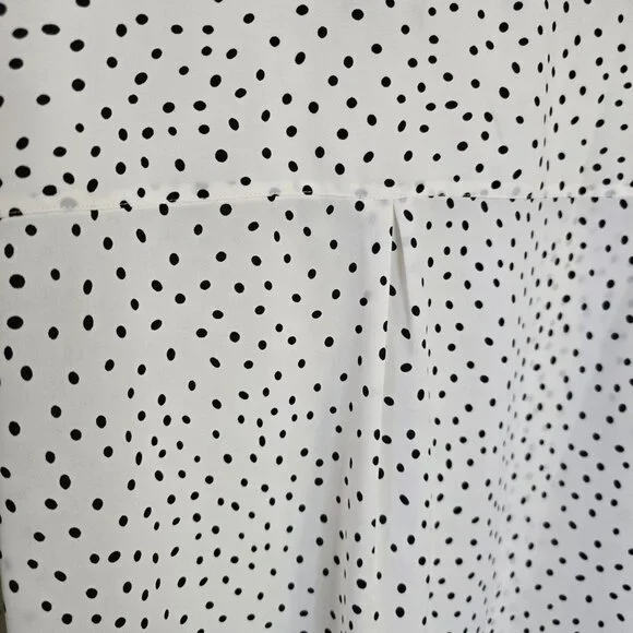 Talbots Women's 2x White Black Polka Dot Blouse Flowy Business Professional - Picture 4 of 9